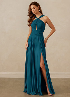 Christian Siriano Bridal for Azazie 1009 Bridesmaid Dresses Ink Blue A-Line Pleated Chiffon Dress image8