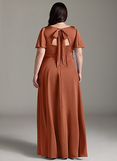 Azazie Kimber Bridesmaid Dresses Cedar Rose A-Line Ruched Stretch Satin Dress image8