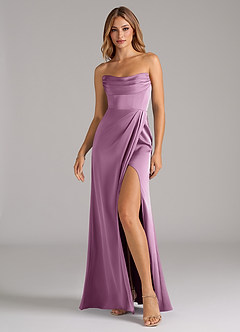 Azazie Johana Bridesmaid Dresses Wisteria Mermaid Off the Shoulder Stretch Satin Convertible Dress image6