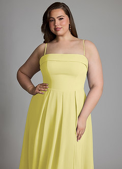 Azazie Lucienne Vestidos de damas de honor Vestido Sorbete De Limón de Gasa de Línea A Convertible con Palabra de honor image14