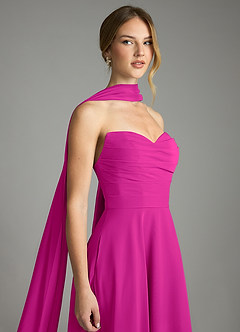Azazie Ayla Abiti da Damigella Abito A-Line in Chiffon Scollo a Cuore Fucsia image7