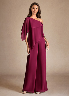 Azazie Halima vestidos de madre de la novia Vestido Borgoña de Gasa de Mono/Traje de pantalón con Abertura lateral image7