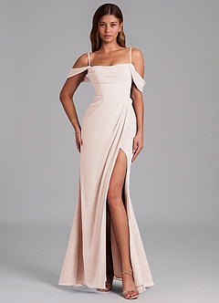 Azazie Johana Jurken voor bruidsmeisjes Converteerbaar Jurk van Chiffon met Zeemeermin Off the Shoulder Rozenblaadje image4