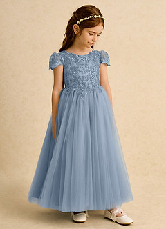 Azazie Puff Sukienki dla dziewczynek sypiących kwiaty Suknia balowa Koronka Tiul Długość kostki Sukienka image4