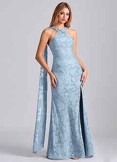 Azazie Kinsley Suknie dla druhen Syrena Pofałdowany Kwiatowe wypalenie Do ziemi Sukienka image4