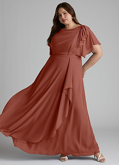 Azazie Aaliyah Modest Bridesmaid Dresses A-Line Scoop Pleated Chiffon Floor-Length Dress image8