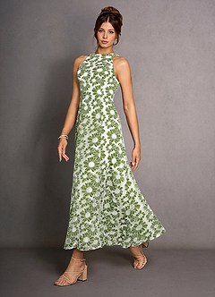 Robe Longue Vert Et Blanc Selira image6