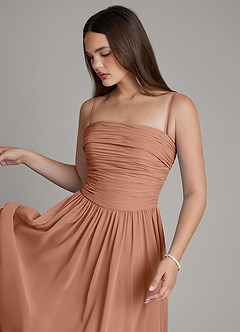 Azazie Andreina Bridesmaid Dresses Bronzer A-Line Pleated Chiffon Dress image2
