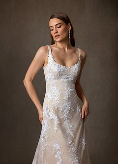 Azazie Rosalie Robes de mariée Robe Trapèze en Dentelle Diamant Nude image3