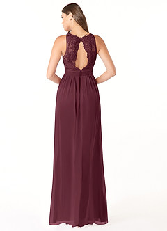 Azazie Luz Bridesmaid Dresses Cabernet A-Line Lace Chiffon Dress image2