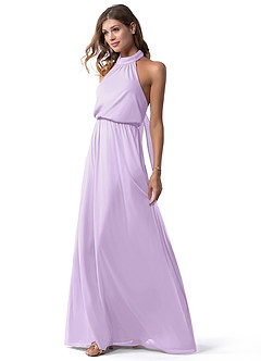 Azazie Landry Bridesmaid Dresses Lilac A-Line Pleated Mesh Dress image4