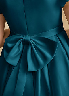 Azazie Pearl Robe Demoiselle D'honneur Fillette Robe Princesse en Mat Satiné Plissée Bleu Encre image8