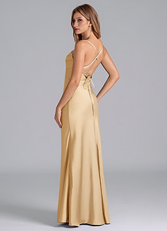 Azazie Seema Bridesmaid Dresses Gold Mermaid Corset Stretch Satin Dress image6