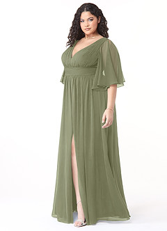 Azazie Temeka Bridesmaid Dresses Pistachio A-Line Ruched Chiffon Dress image9