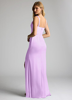 Azazie Elida Bridesmaid Dresses Lilac Sheath Pleated Stretch Satin Dress image2