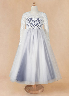 Azazie Elodie Flower Girl Dresses Ivory Stormy Ball-Gown Lace Dress image10