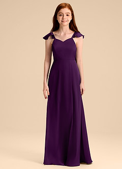 Azazie Everett Junior Klä av A-Line i Stretch Satin Rosett image6