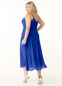 Azazie Clarissa Bridesmaid Dresses Royal Blue A-Line V-Neck Chiffon Dress image10
