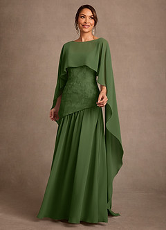 Azazie Flossie Mother of the Bride Dresses Olive A-Line Pleated Chiffon Dress image3