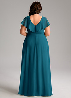 Azazie Lainey Bridesmaid Dresses Ink Blue A-Line with Pockets Chiffon Dress image9