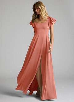 Azazie Bondi Bridesmaid Dresses Salmon Pink A-Line Bow Stretch Satin Dress image6