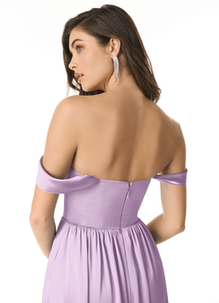 Azazie Morana Brautjungfernkleider Wandelbar A-Linie Schulterfrei Stretch-Satin Kleid Frostiges Flieder image7