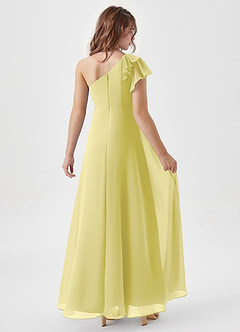 Azazie Arabella Junior Abito A-Line in Chiffon Increspato Sorbetto Al Limone image2
