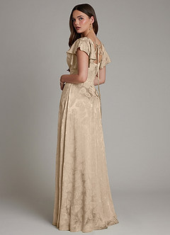 Azazie Keya Brautjungfernkleider A-Linie Gestreift Jacquard Kleid Taupe Jacquard image4