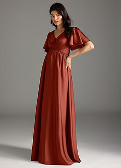 Azazie Verna Brautjungfernkleider für Schwangere A-Linie Gestreift Stretch-Satin Bodenlänge Kleid image4