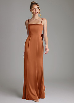 Azazie Zherra 신부 들러리 드레스 인어 절하다 스트레치 새틴 바닥 길이 드레스 image4