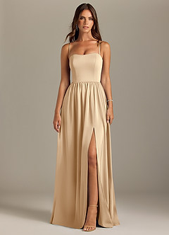Azazie Calianna Bridesmaid Dresses Champagne A-Line Off the Shoulder Stretch Satin Convertible Dress image9