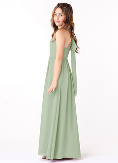 Azazie Jaylah Junior Dusty Sage A-Line Ruched Chiffon Dress image3