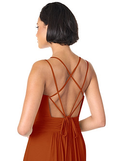 Azazie Farren Bridesmaid Dresses Paprika A-Line Pleated Chiffon Convertible Dress image7