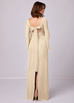 Barbie ♥ Azazie Final Sale Champagne Sheath Bow Chiffon Dress image2