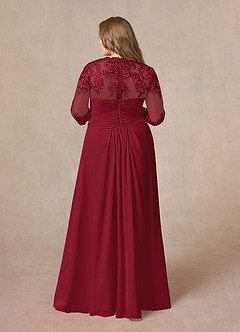 Azazie Devereaux Abiti per la Madre della Sposa Abito A-Line in Chiffon Pizzo Borgogna image7