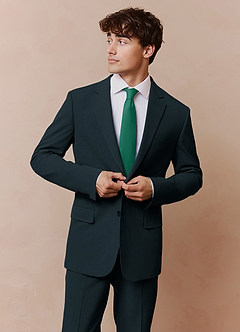 front Savile Dark Green Wool Blend Suit Jacket