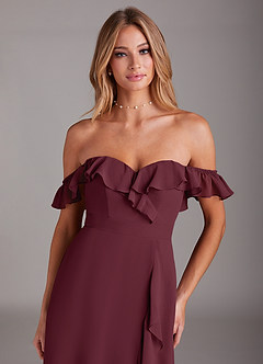 Azazie Lyra Bridesmaid Dresses Cabernet A-Line Chiffon Convertible Dress image9