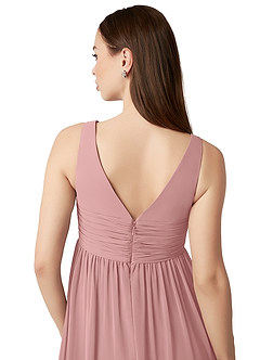 Azazie Yetta Brautjungfernkleider für Schwangere A-Linie V-Hals Versammelt Chiffon Bodenlänge Kleid image3