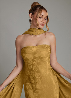 Azazie Viv 신부 들러리 드레스 쉬스 스트랩리스 자카드 바닥 길이 드레스 image8