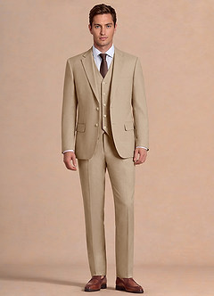 front Bennett Tan Villasekoitteinen 3-osainen puku