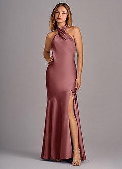 Azazie Lorena Bridesmaid Dresses Amethyst Mermaid Pleated Stretch Satin Dress image1