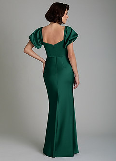 Azazie Lea Bridesmaid Dresses Emerald Mermaid Off the Shoulder Stretch Satin Convertible Dress image2