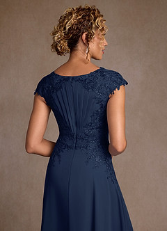Azazie Crista Mother of the Bride Dresses Dark Navy A-Line Lace Chiffon Dress image6