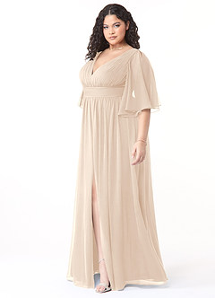 Azazie Temeka Bridesmaid Dresses White Alabaster A-Line Ruched Chiffon Dress image9