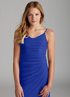 Azazie Deandra Junior Royal Blue Sheath Mesh Dress image6