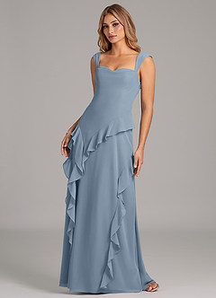 Azazie Sloane Bridesmaid Dresses Dusty Blue A-Line Sweetheart Neckline Chiffon Dress image6