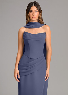 Azazie Sorrel Robes de demoiselle d'honneur Robe Sirène en Mousseline de soie Corset Bleu Orageux image6