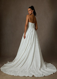 Azazie Kandice Wedding Dresses Diamond White Ball-Gown Floral Jacquard Dress image6