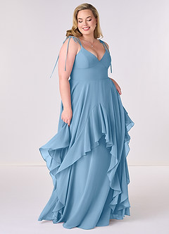 Barbie ♥ Azazie Bridesmaid Dresses Steel Blue A-Line Bow Chiffon Dress image6