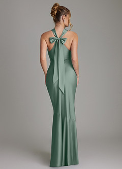 Azazie Reign Bridesmaid Dresses Silver Sage Mermaid Pleated Stretch Satin Dress image2
